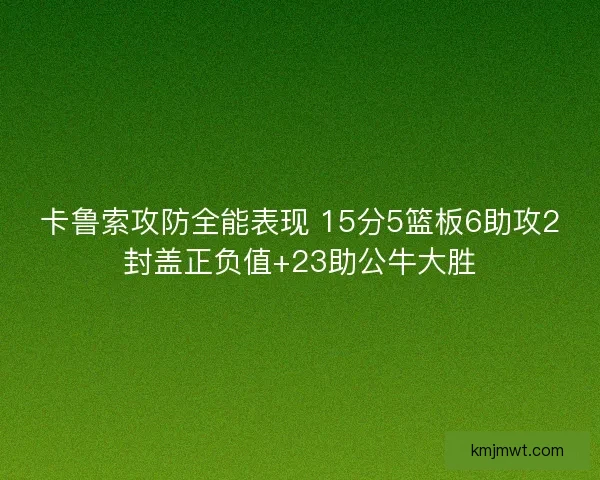 卡鲁索攻防全能表现 15分5篮板6助攻2封盖正负值+23助公牛大胜