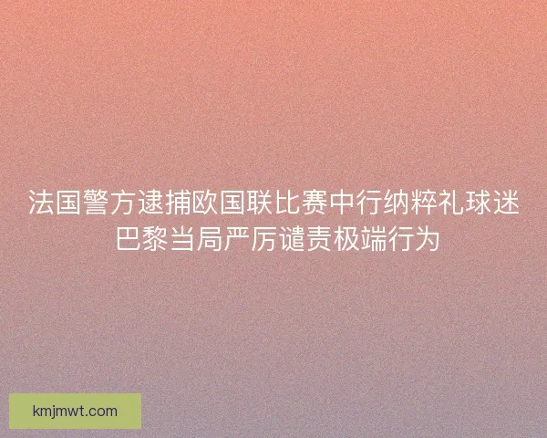 法国警方逮捕欧国联比赛中行纳粹礼球迷 巴黎当局严厉谴责极端行为