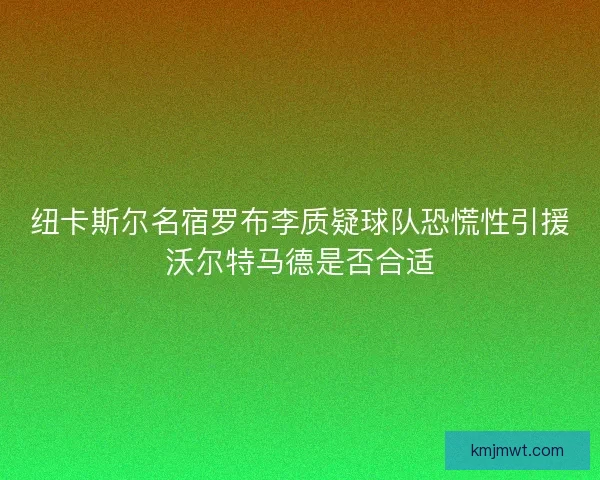 纽卡斯尔名宿罗布李质疑球队恐慌性引援沃尔特马德是否合适